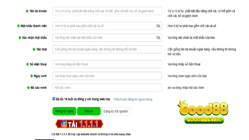 Cách đăng ký Good88 đơn giản