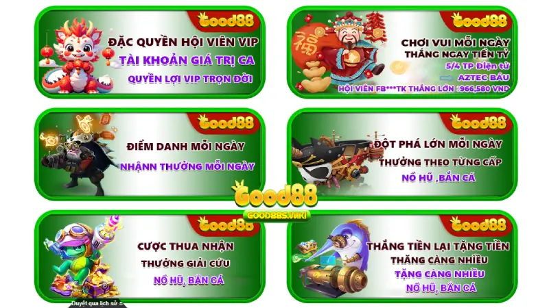 Nhiều ưu đãi Good88 có thể nhận đồng thời