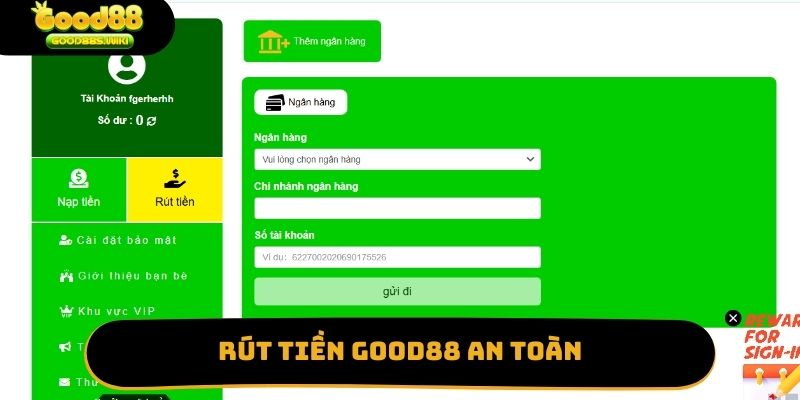 Rút tiền Good88 an toàn