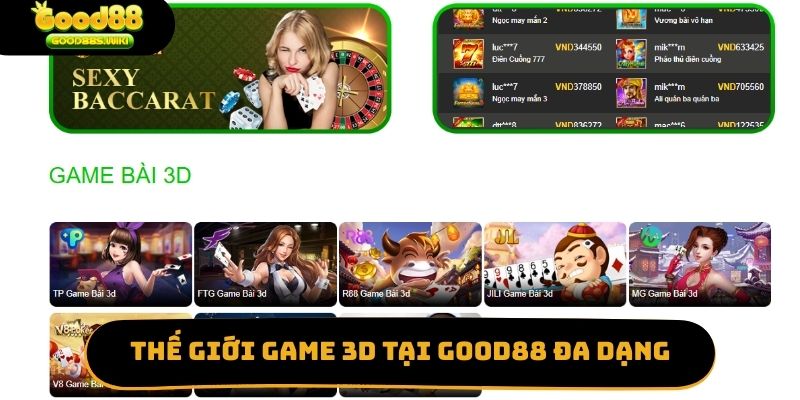 Thế giới game 3D tại Good88 đa dạng