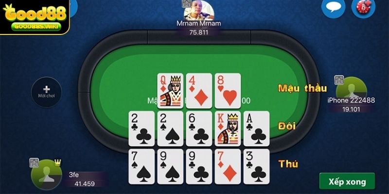 Sắp xếp bài hợp lý để giành chiến thắng trong Mậu Binh